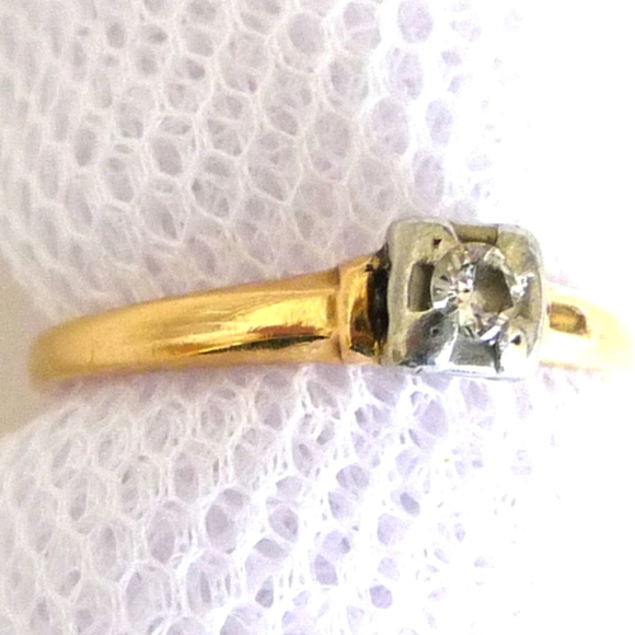 >price firm< 1920s Diamond Ring Art Deco 14K Gold Size 6.5 Engagement Ring - Picture 5 of 12